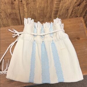 White and Blue Woven Textile